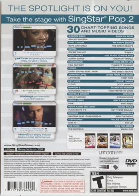 SingStar Pop Vol. 2 box cover back